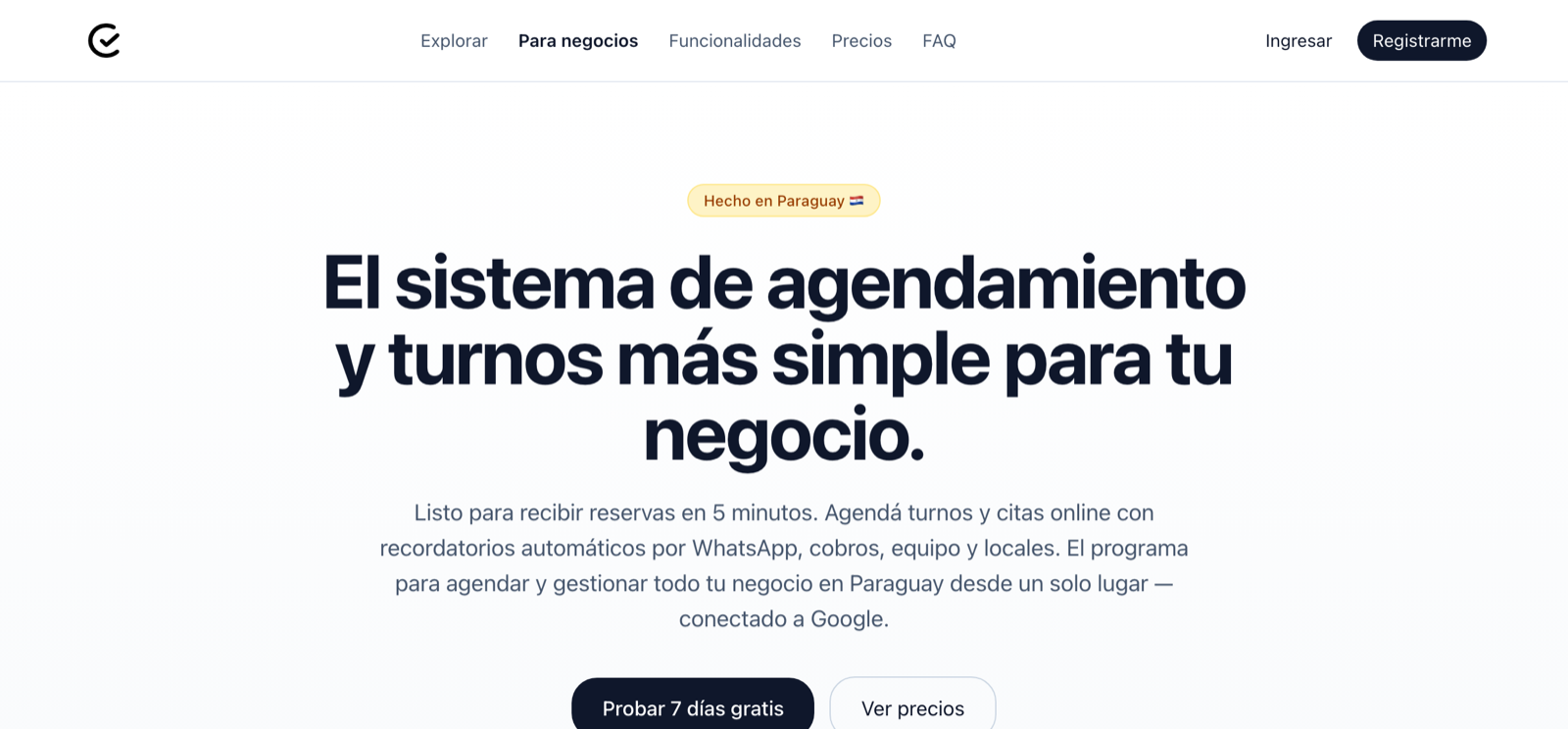 Página principal de Citauno con el botón Registrarme arriba a la derecha